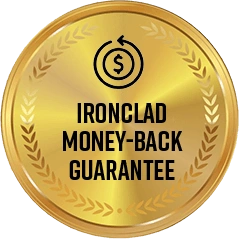 Official gold seal for ironclad money-back guarantee policy.