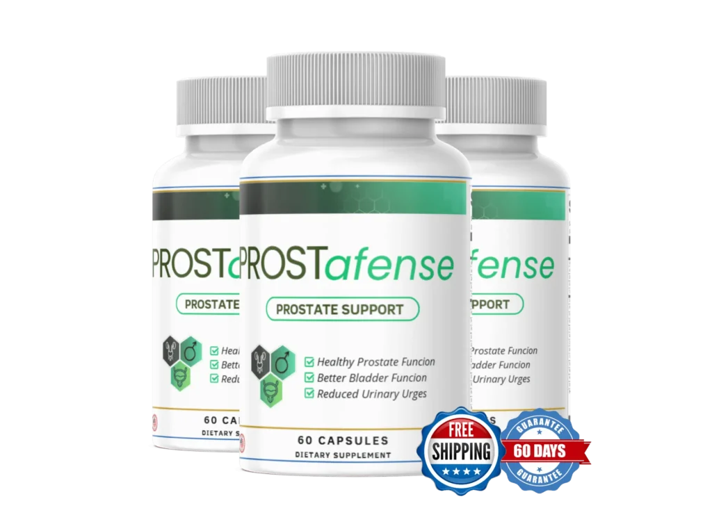 Three bottles of Prostafense supplement, the most popular choice for a 90-day supply.