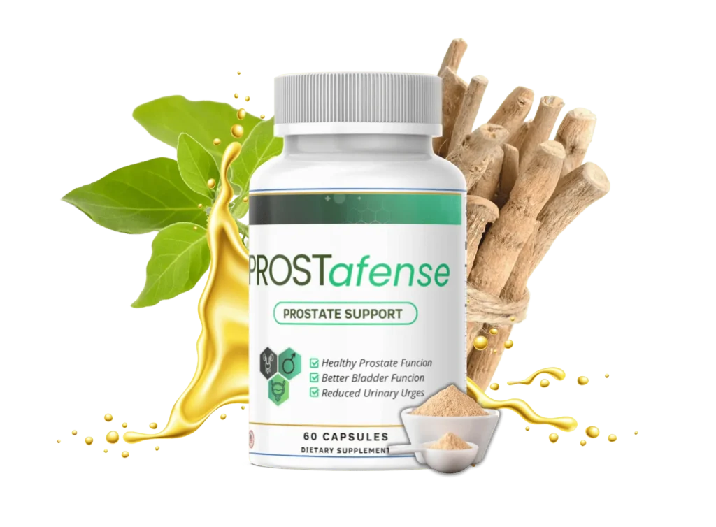 A single bottle of Prostafense dietary supplement for prostate rejuvenation.