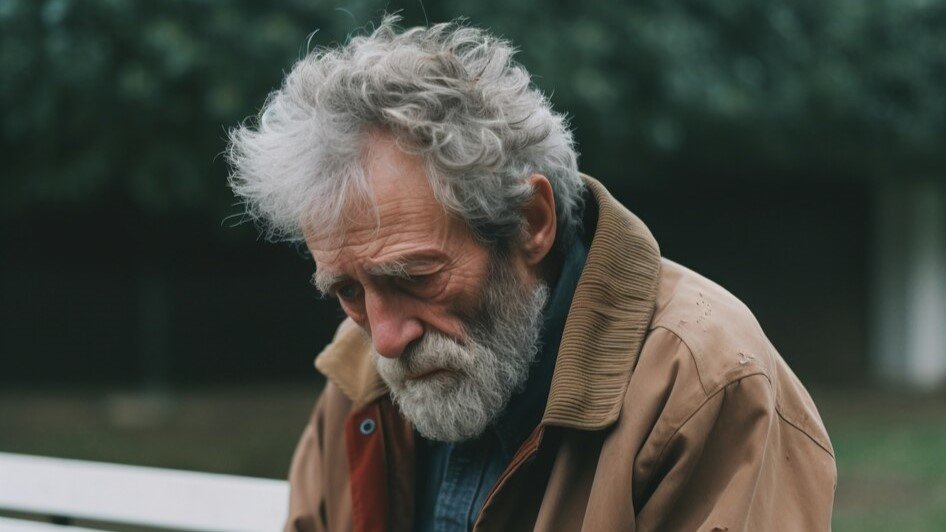 A fatigued elderly man with a grey beard, illustrating constant tiredness in diabetics.