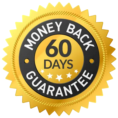 Golden 60-day satisfaction guarantee seal for the GLPRO supplement purchase.